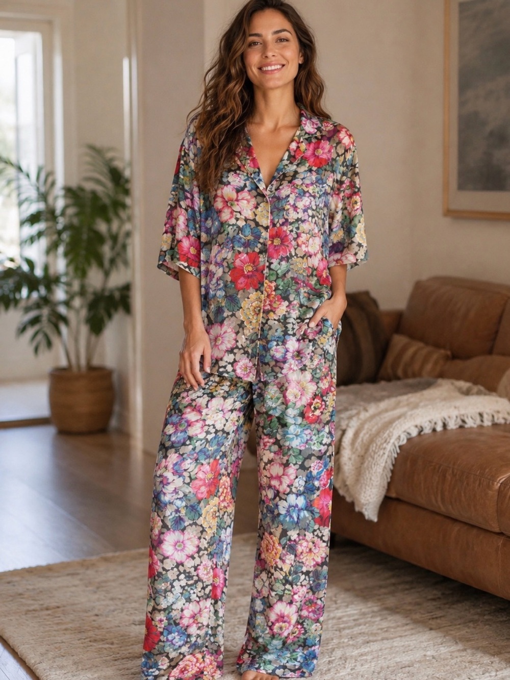 Johnny Was Floral Pajama Set - Multicolor